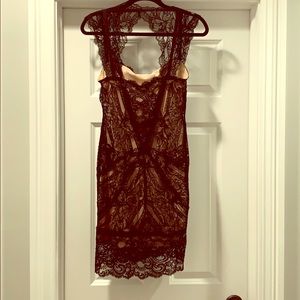Nicole Miller Eva Black and Nude Lace dress